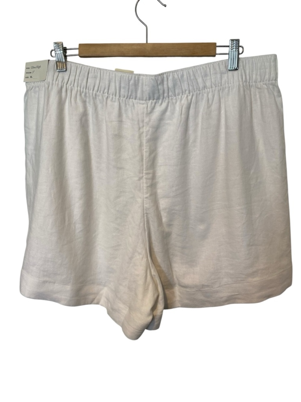 New Abercrombie & Fitch Ultra High Waist White pull on Linen Shorts SZ xl - Picture 4 of 7